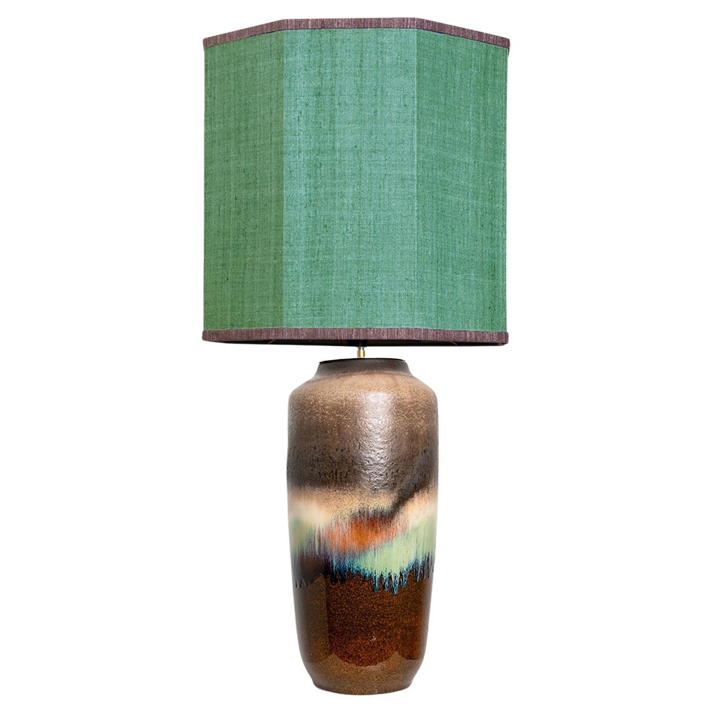 Ceramic Large Table Lamp with Custom Made Lampshade by René Houben