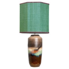 Used Ceramic Large Table Lamp with Custom Made Lampshade by René Houben