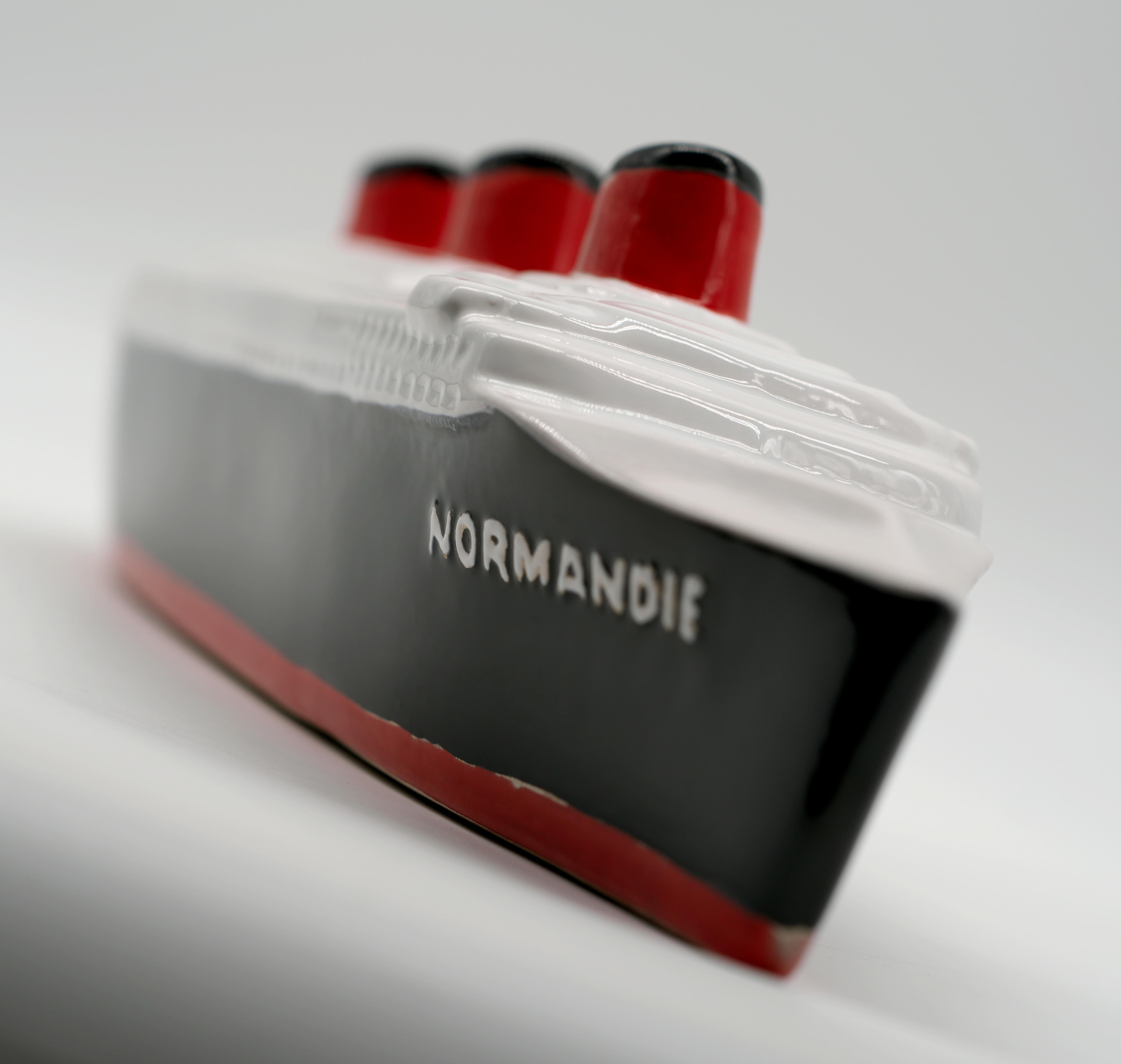 Art Deco Ceramic Le Normandie Paquebot, Normandy Liner For Sale