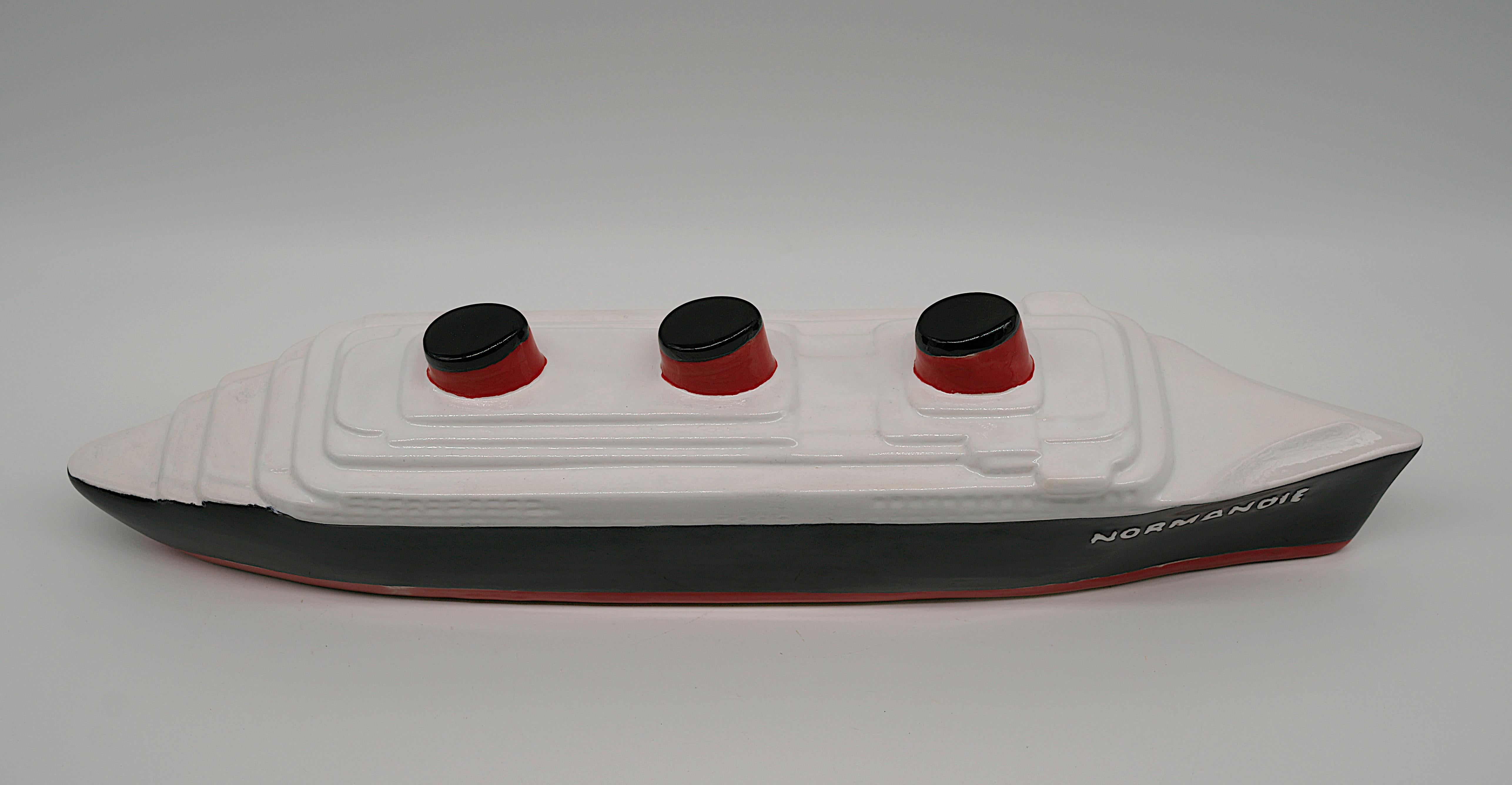 20th Century Ceramic Le Normandie Paquebot, Normandy Liner For Sale