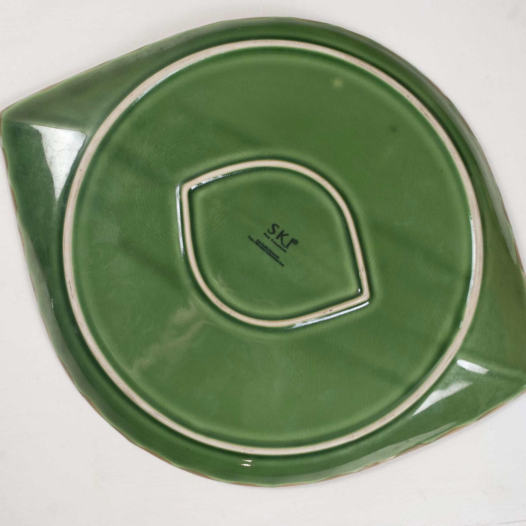 Juego de Platos de Hoja de Cerámica Modelo Edera de los años 60 Glaseado en venta