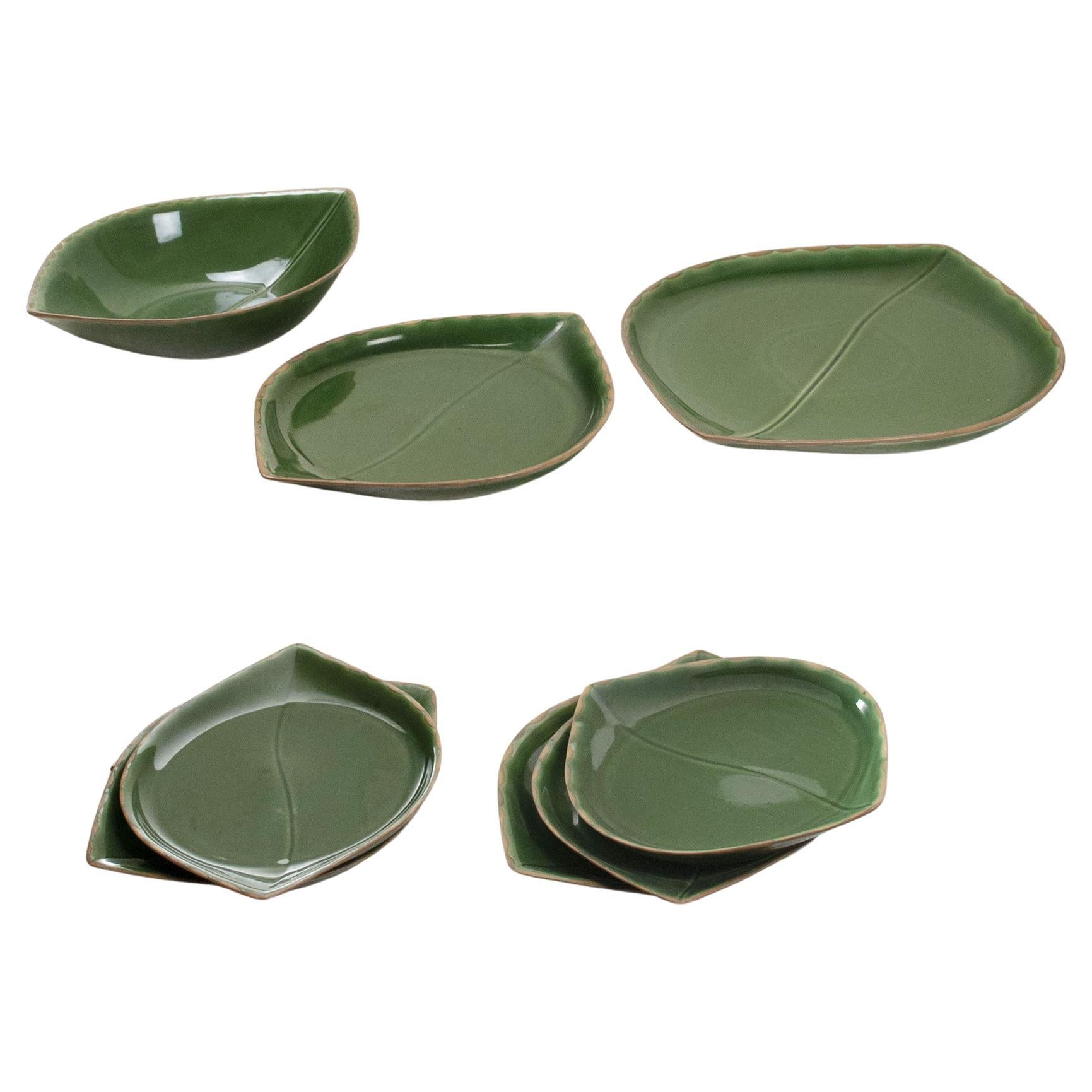 Juego de Platos de Hoja de Cerámica Modelo Edera de los años 60