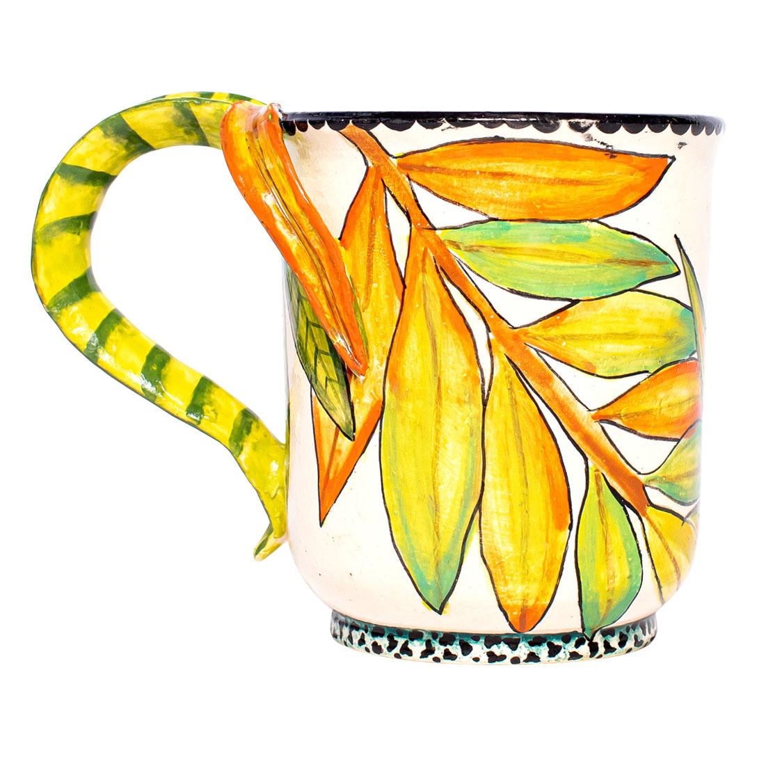 Modern Ceramic  Leaves Mug  , hand made in South Africa For Sale