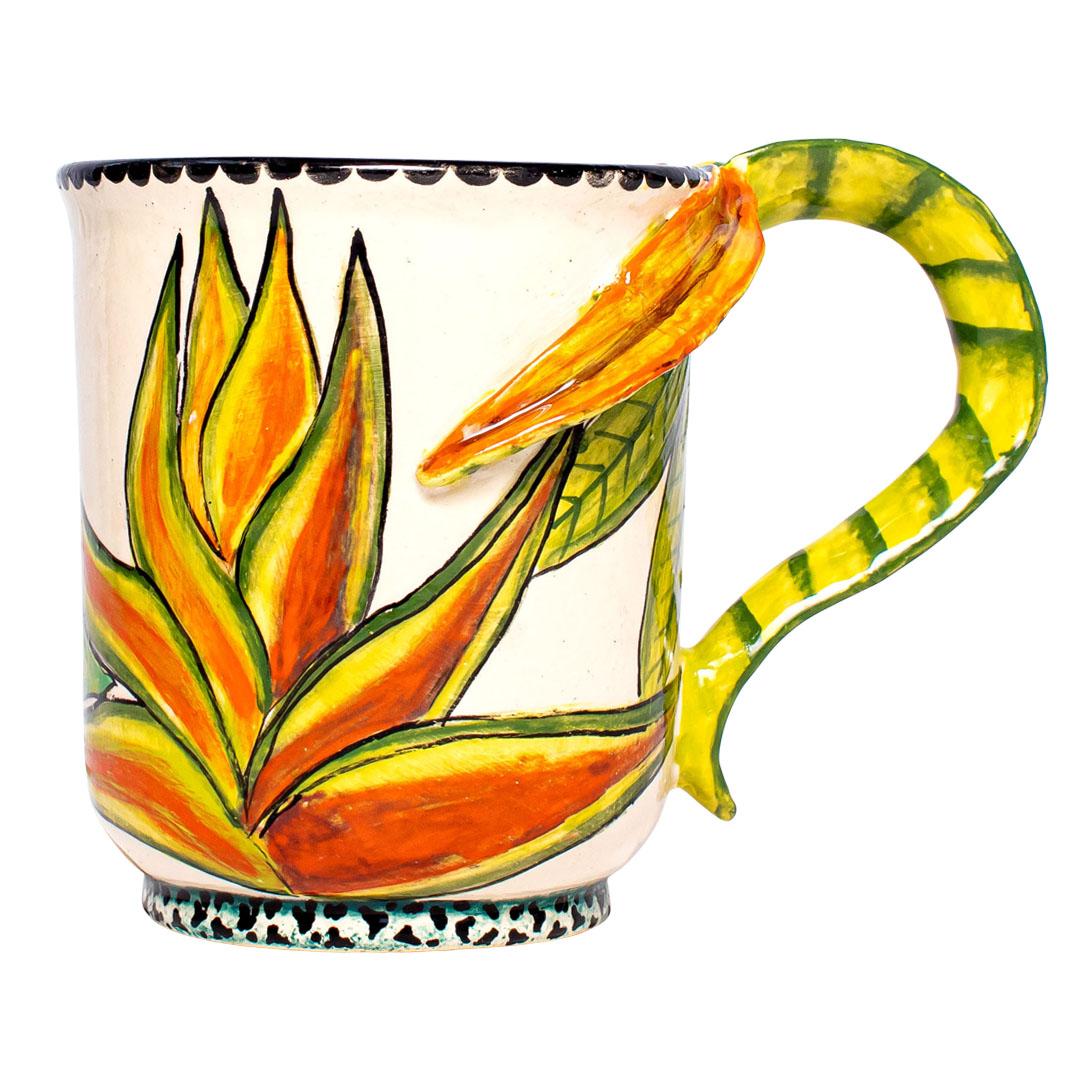 Fired Ceramic  Leaves Mug  , hand made in South Africa For Sale
