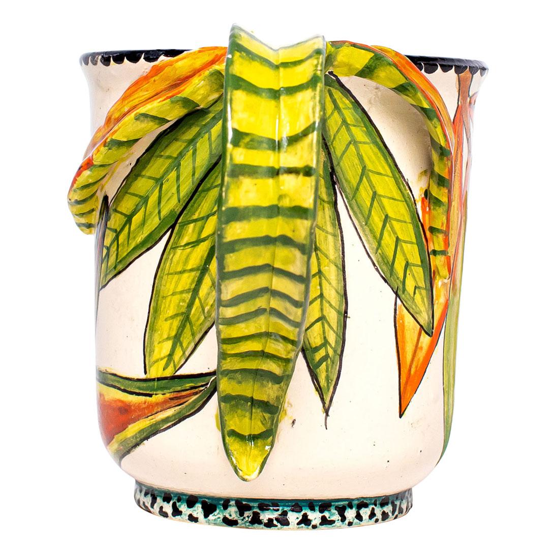 Ceramic  Leaves Mug  , hand made in South Africa In Excellent Condition For Sale In North Miami, FL