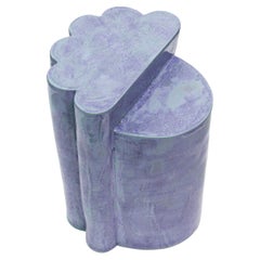 Ceramic Ledge Side Table & Stool in Blue Matte by Bzippy