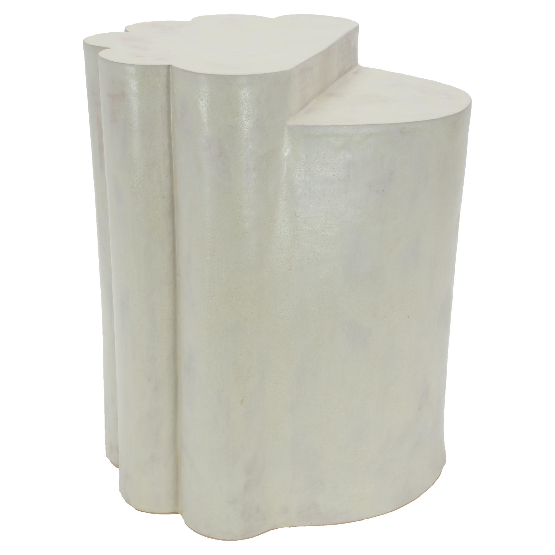 Ceramic Ledge Side Table & Stool in Cream by BZIPPY For Sale