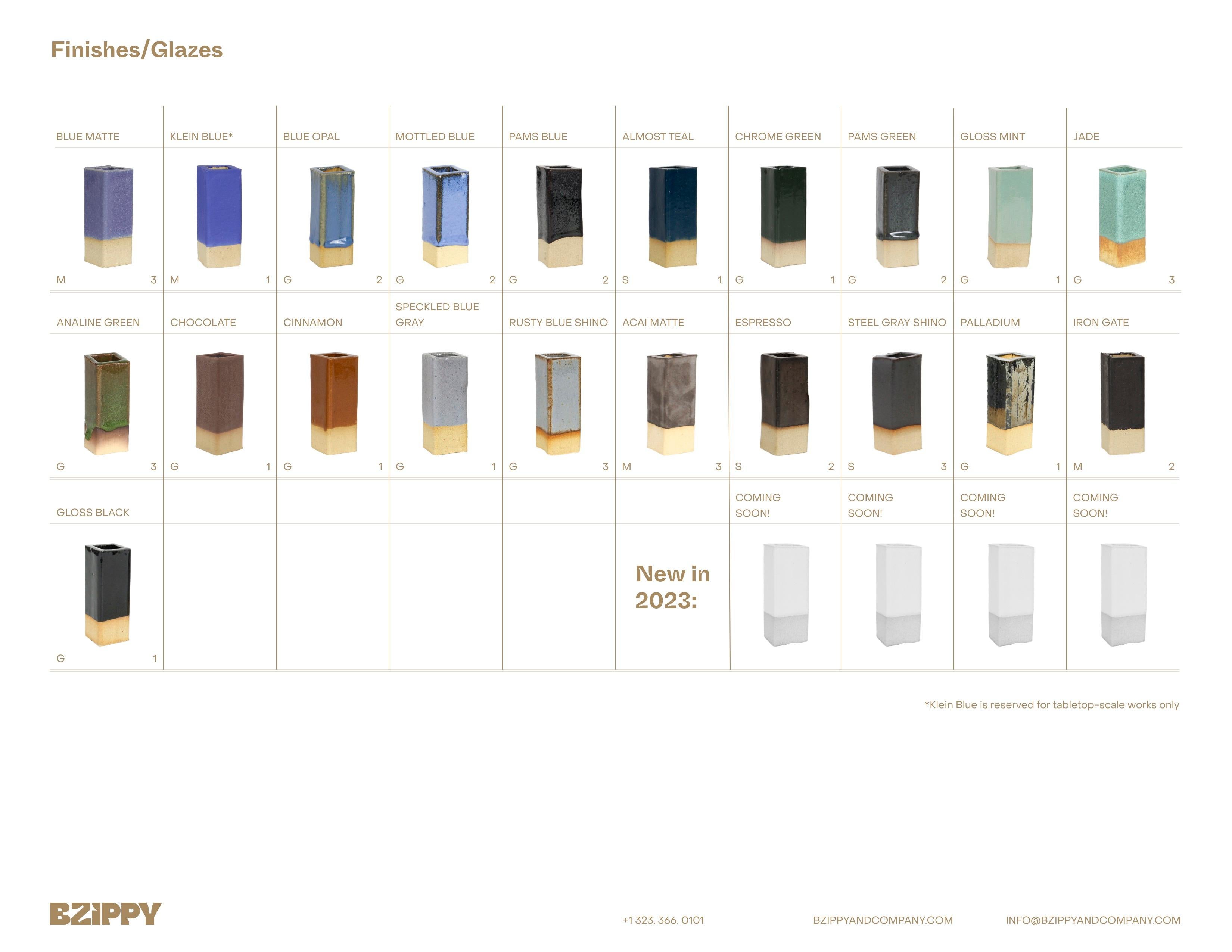 Contemporary Ceramic Ledge Side Table & Stool in Jade by BZIPPY For Sale