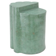 Ceramic Ledge Side Table & Stool in Jade by BZIPPY