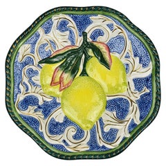 Ceramic Lemon Fruit Motif Majolica Decorative Trompe L’Oeil Plate Fitz & Floyd