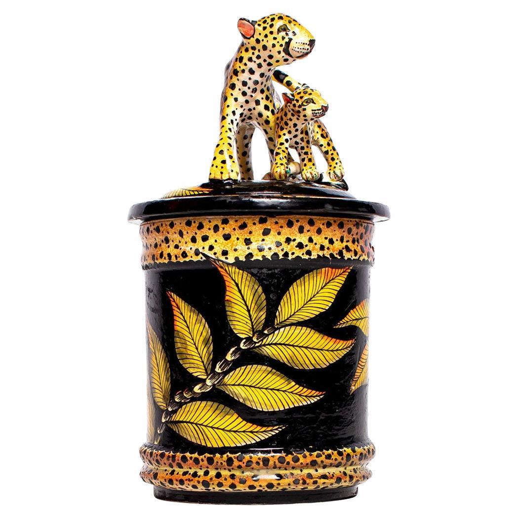 Ceramic Leopard Cookie Jar , hand made in South Africa