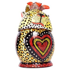 Ceramic  Leopard Head Jewelry  Box  , hand made in South Africa