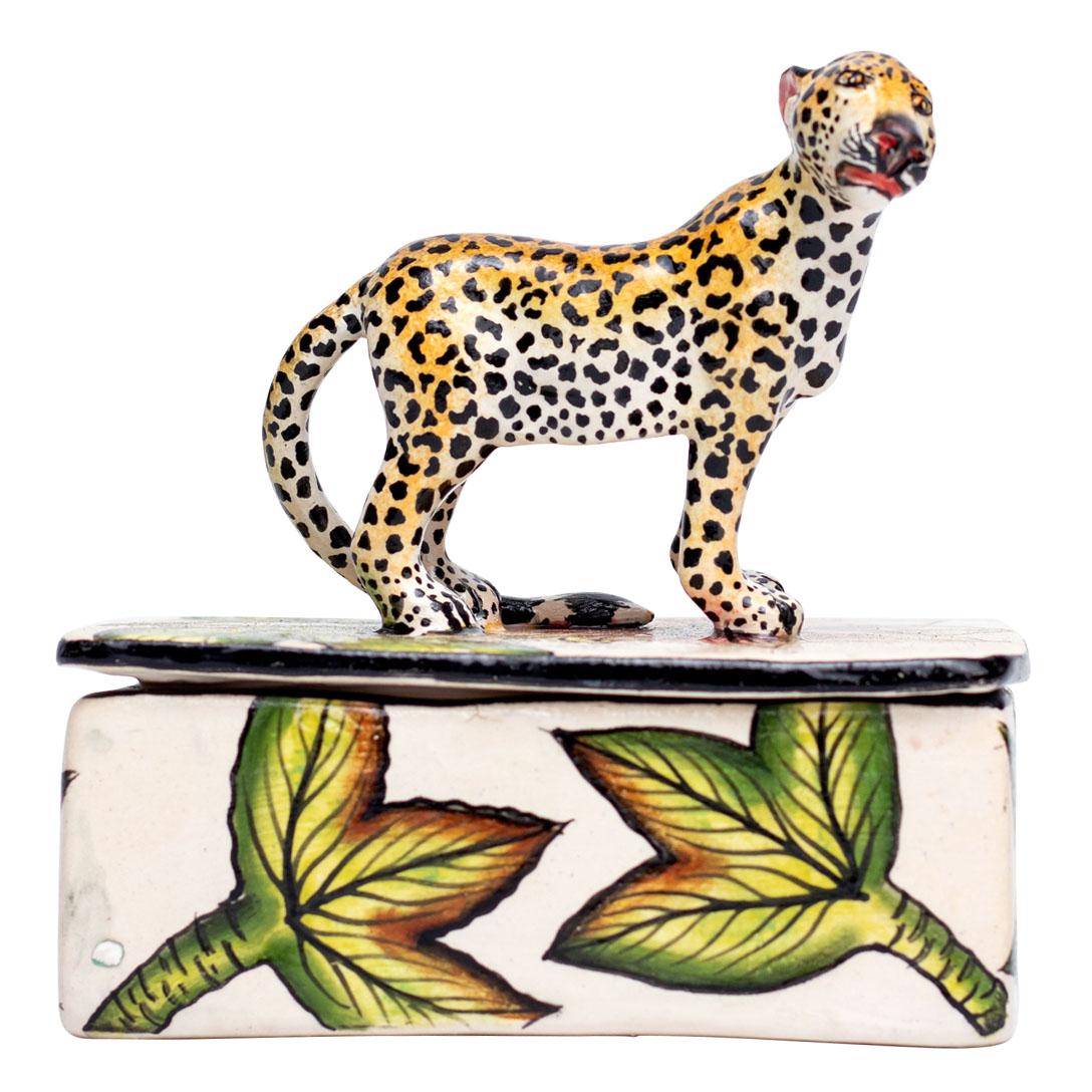 Ceramic Leopard Jewelry Box , hand made in South Africa 3