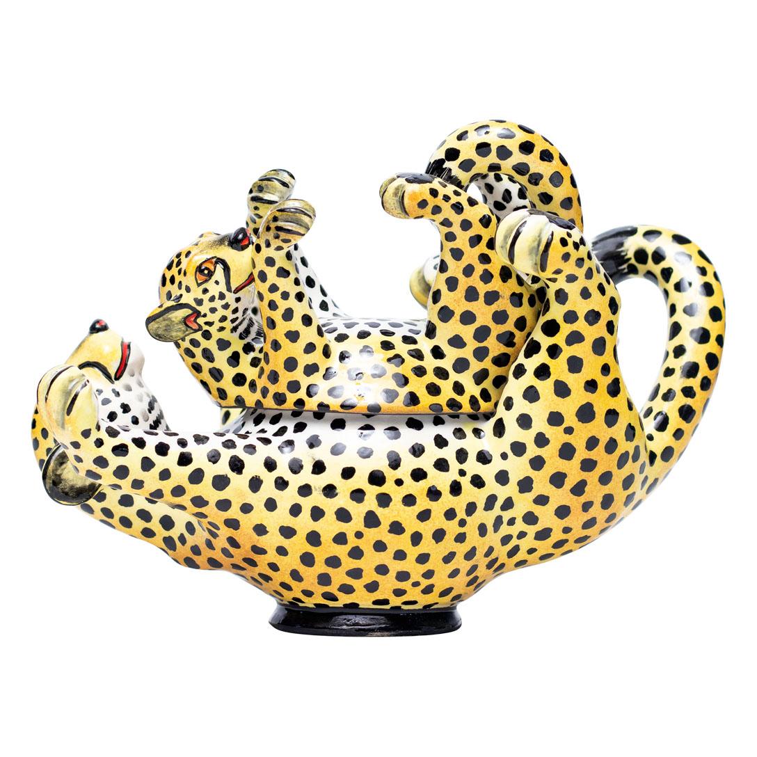 Ceramic Leopard Jewelry Box  , hand made in South Africa 3