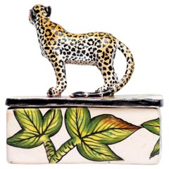 Ceramic Leopard Jewelry Box , hand made in South Africa