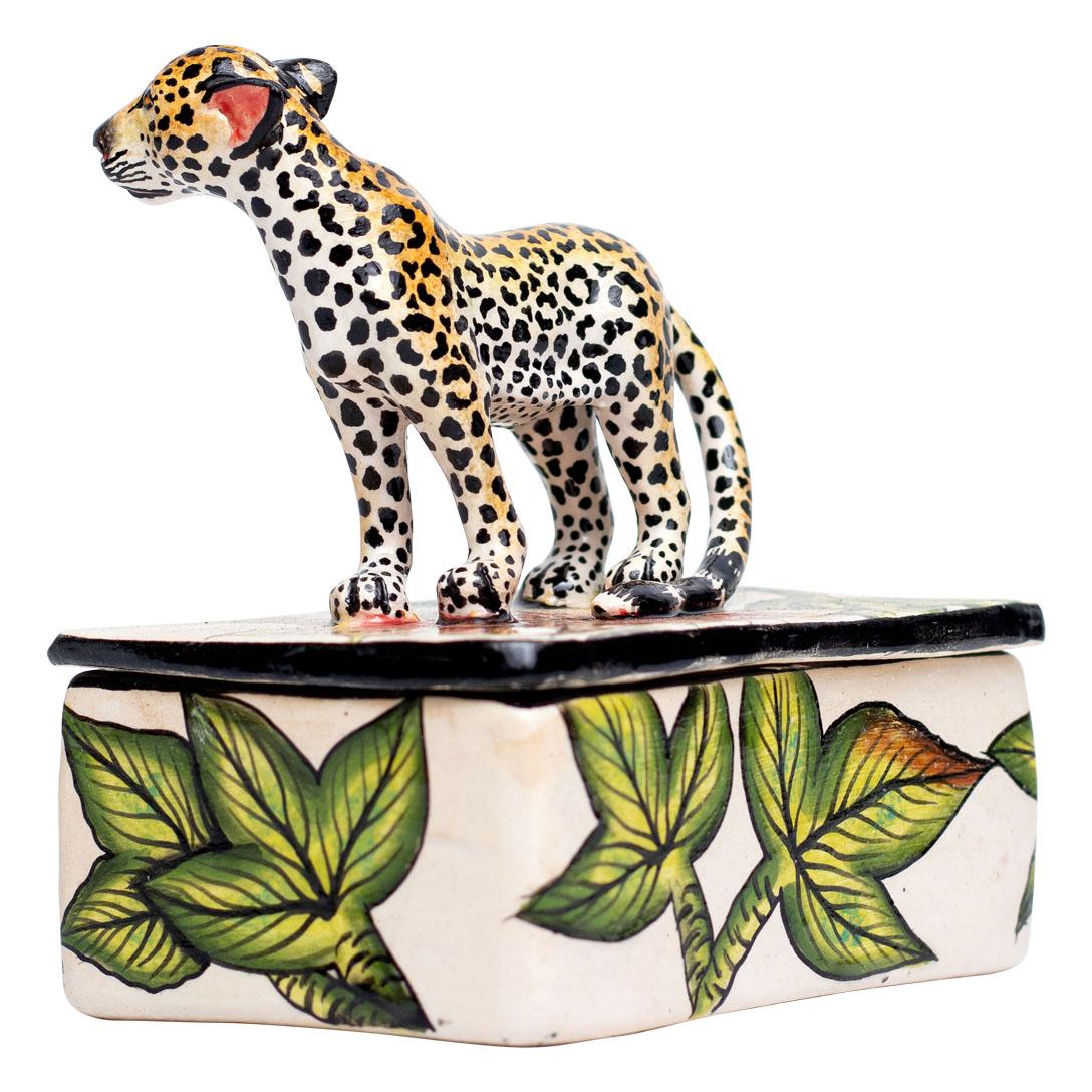 Modern Ceramic Leopard Jewelry Box , hand made in South Africa