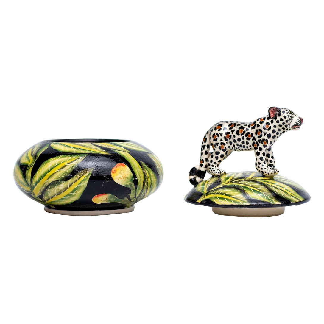 Modern Ceramic Leopard Jewelry Box , hand made in South Africa