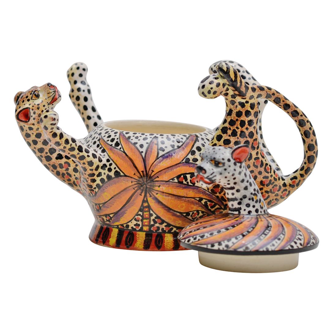 Modern Ceramic Leopard Jewelry Box  , hand made in South Africa For Sale