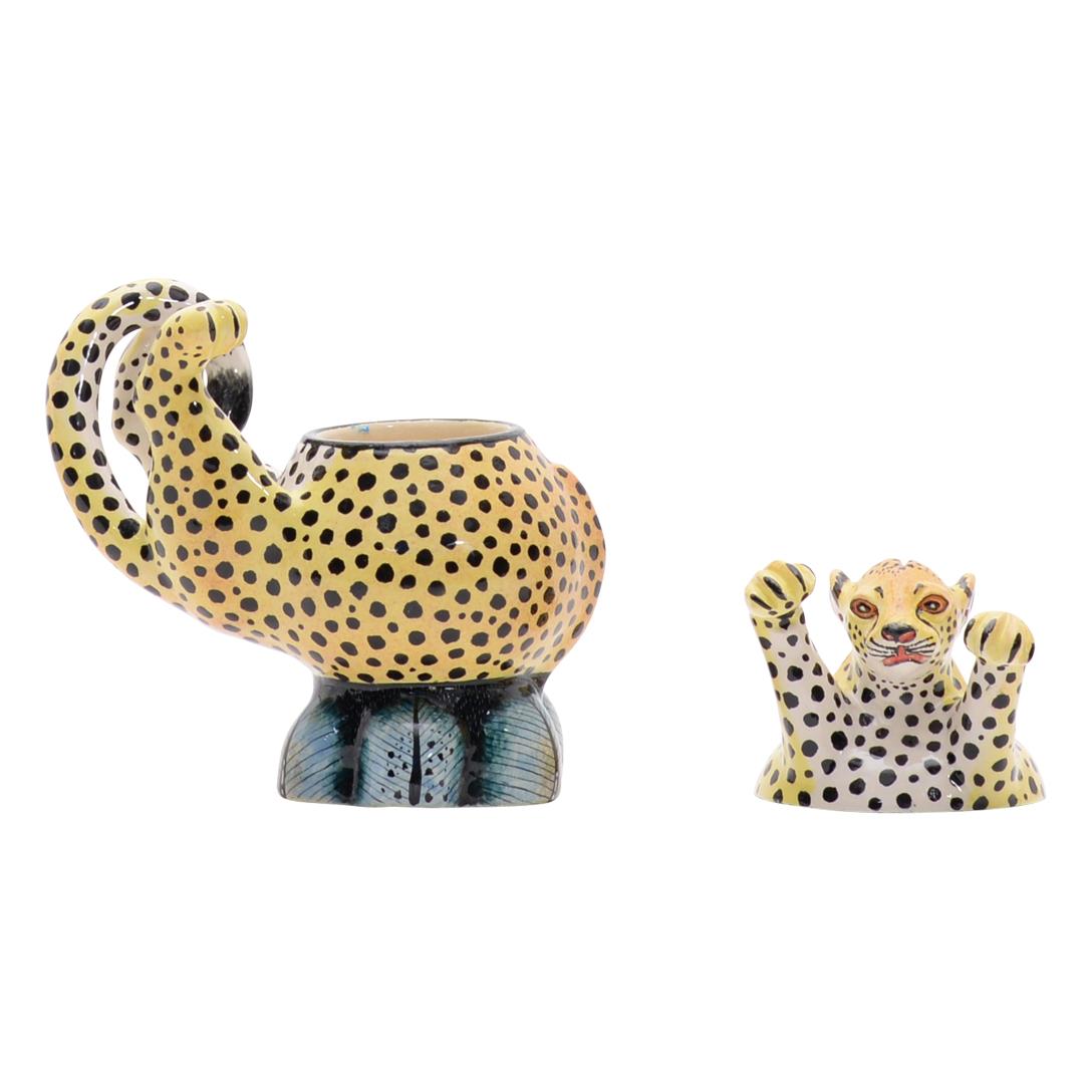 Modern Ceramic Leopard Jewelry Box  , hand made in South Africa For Sale