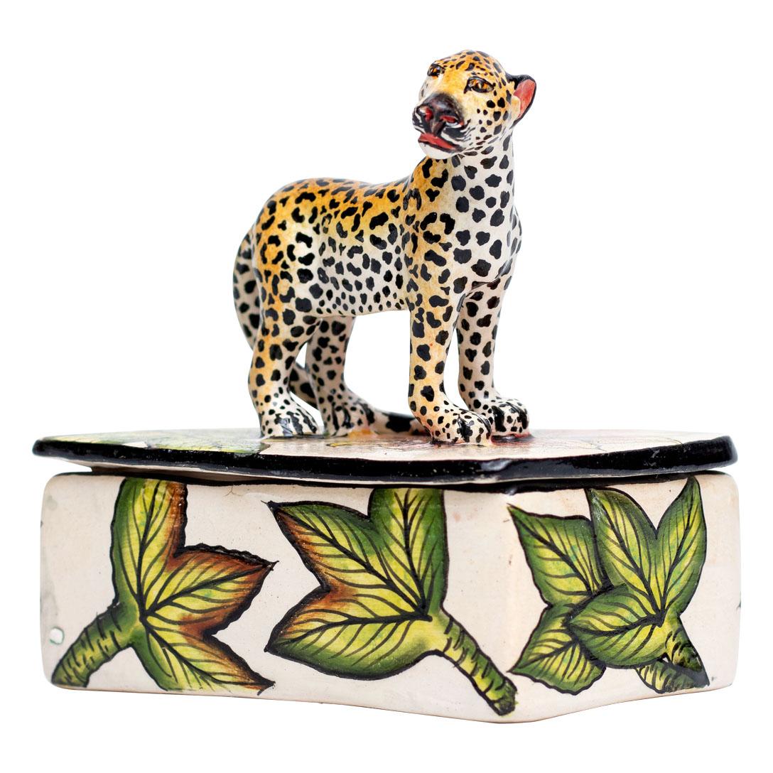 Fired Ceramic Leopard Jewelry Box , hand made in South Africa