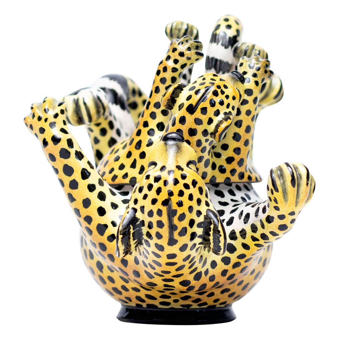 Hand-Painted Ceramic Leopard Jewelry Box  , hand made in South Africa