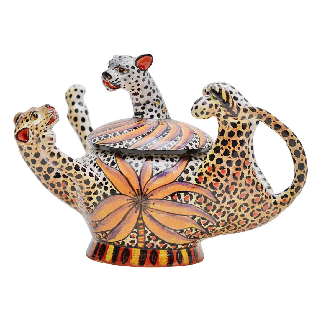 Ceramic Leopard Jewelry Box  , hand made in South Africa In Excellent Condition For Sale In North Miami, FL