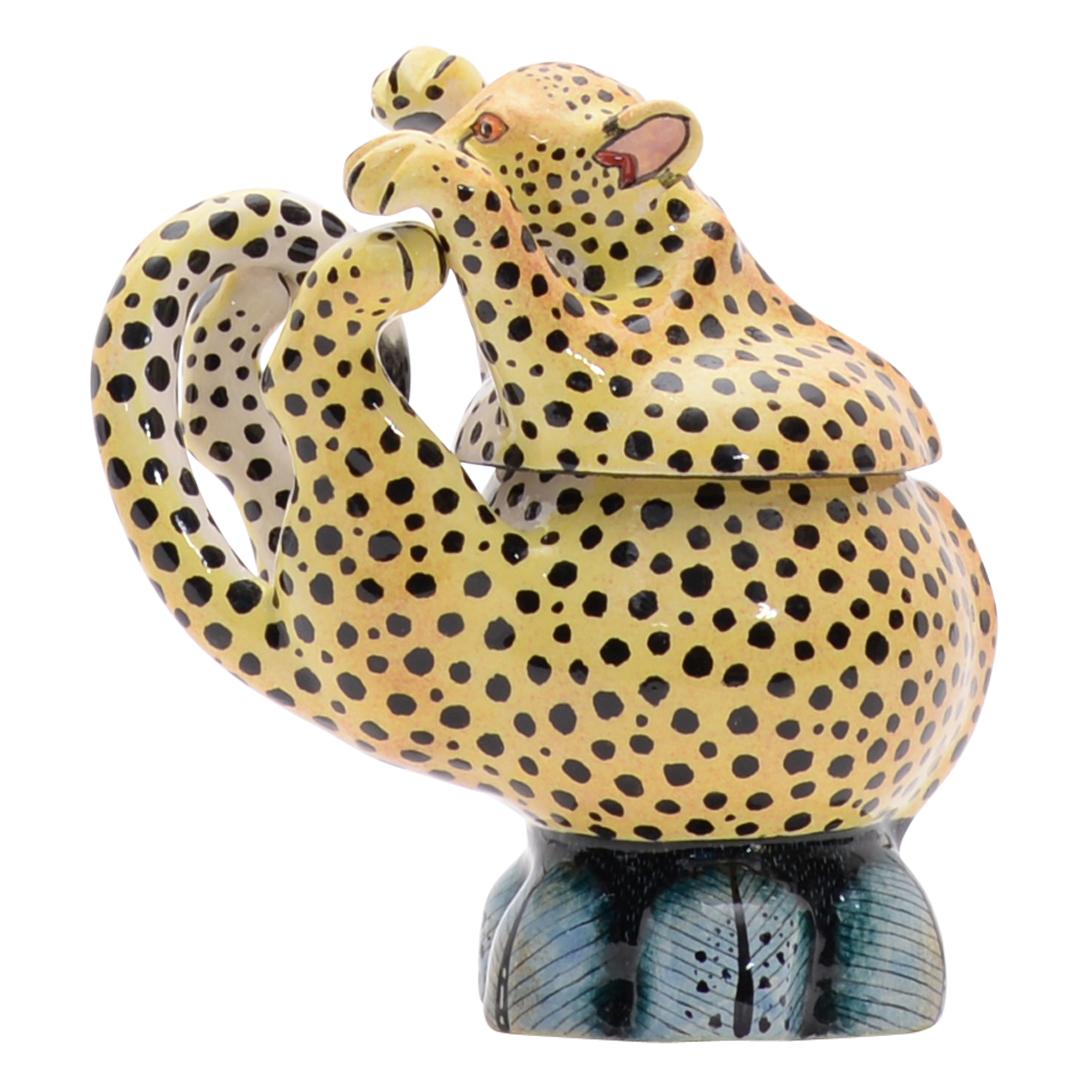 Ceramic Leopard Jewelry Box  , hand made in South Africa In Excellent Condition For Sale In North Miami, FL