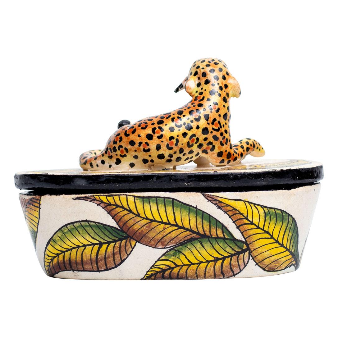 Contemporary Ceramic Leopard Jewelry Box  , hand made in South Africa