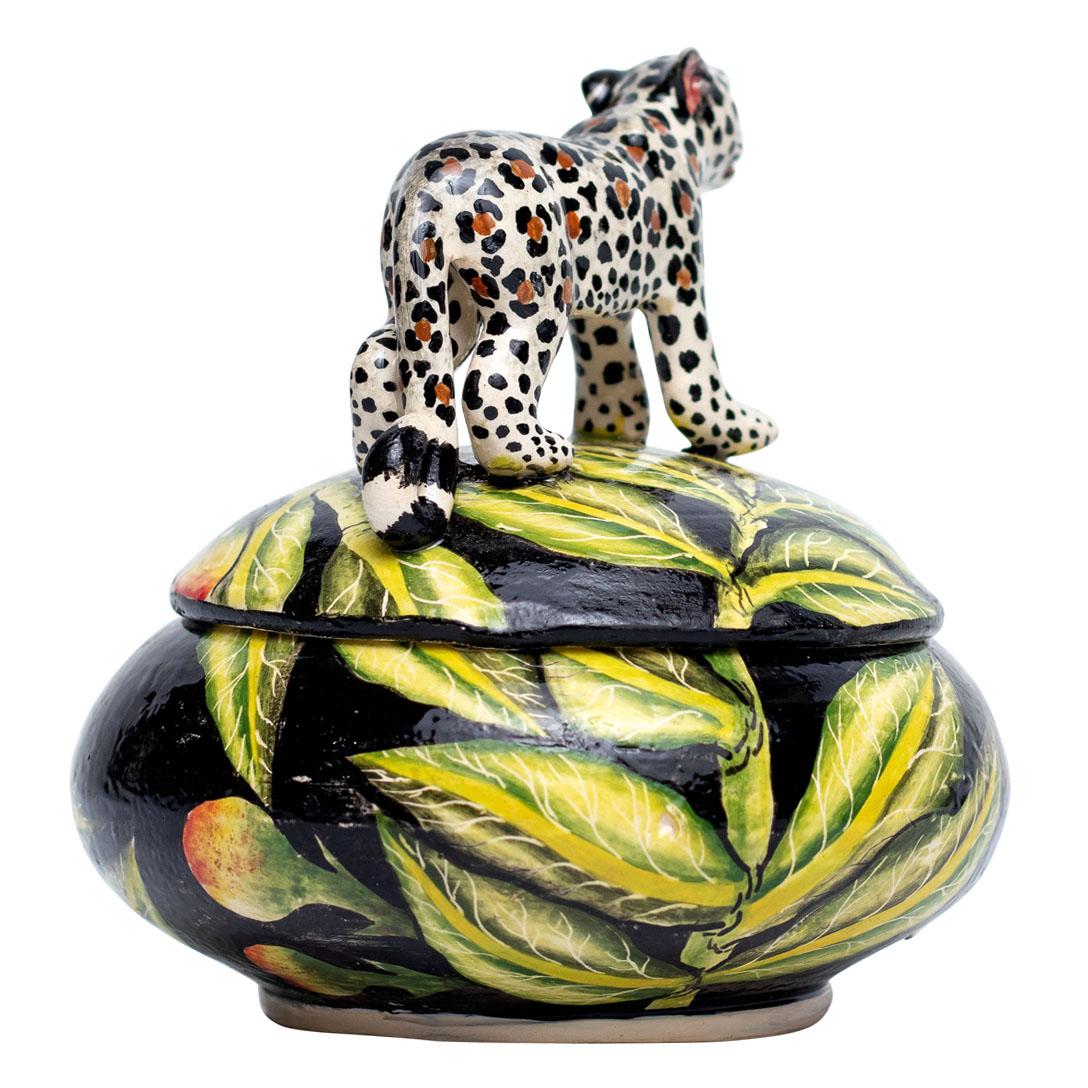 Contemporary Ceramic Leopard Jewelry Box , hand made in South Africa