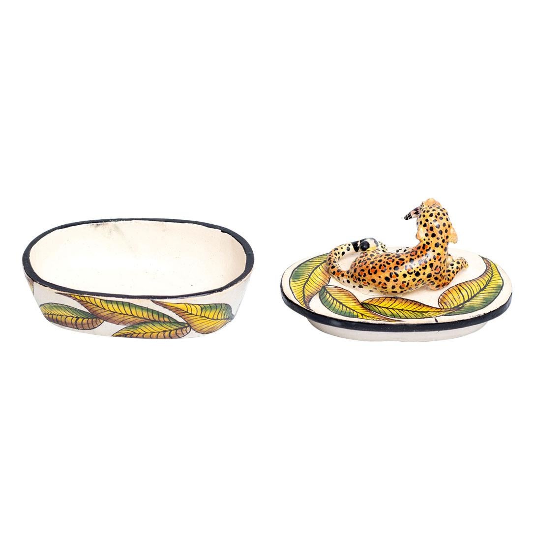 Ceramic Leopard Jewelry Box  , hand made in South Africa 1