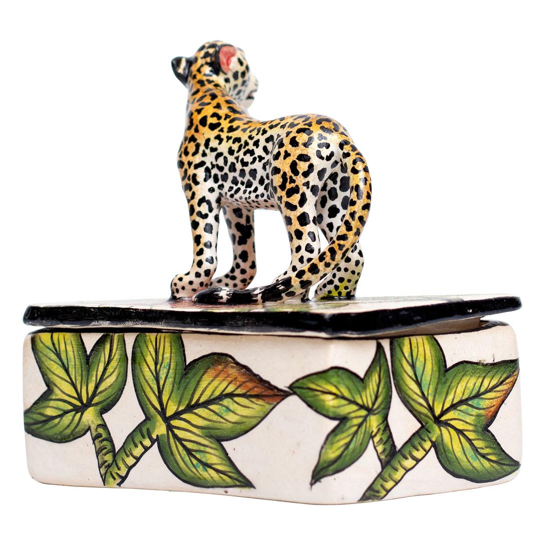 Ceramic Leopard Jewelry Box , hand made in South Africa 1