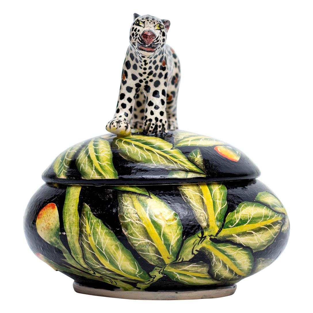 Ceramic Leopard Jewelry Box , hand made in South Africa 2