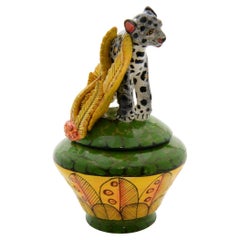 Ceramic  Leopard Jewelry  Box  , hand made in South Africa