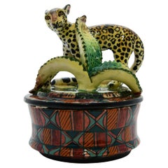 Ceramic Leopard Jewelry Box , hand made in South Africa