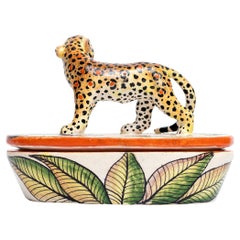 Ceramic Leopard Jewelry Box  , hand made in South Africa