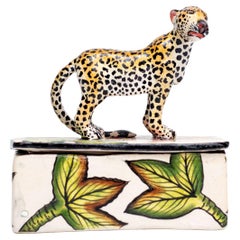 Scatola per gioielli in ceramica leopardata, realizzata a mano in Sudafrica