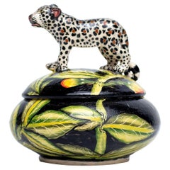 Ceramic Leopard Jewelry Box , hand made in South Africa
