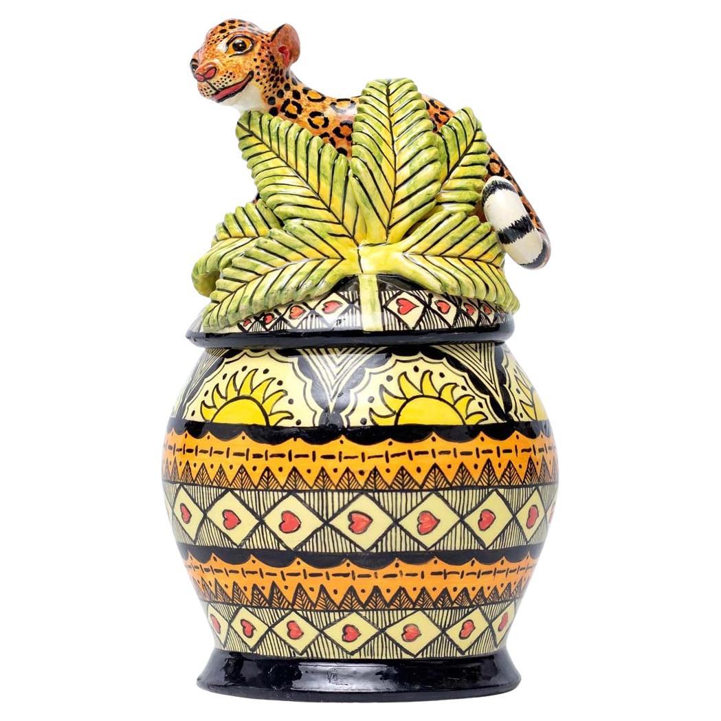 Ceramic Leopard Jewelry Box  , hand made in South Africa