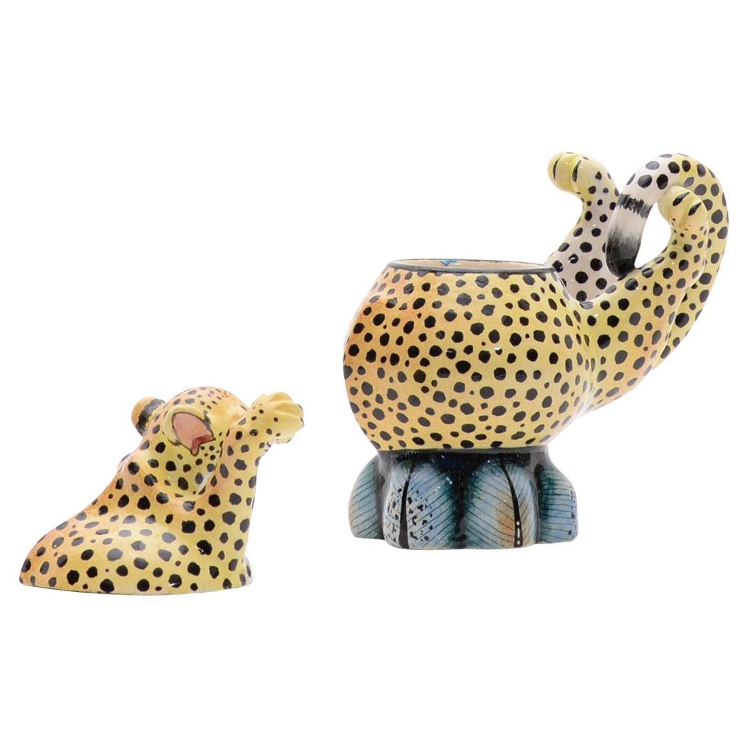 Ceramic Leopard Jewelry Box  , hand made in South Africa