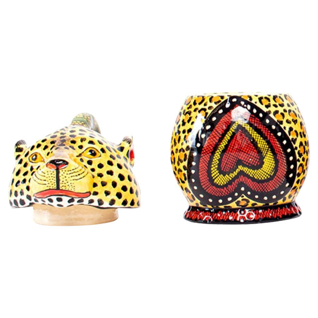 Ceramic Leopard Jewelry Box  , hand made in South Africa
