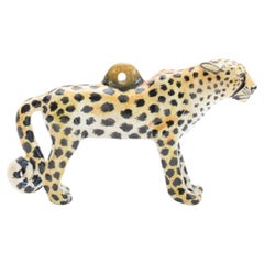 Ceramic Leopard Ornament Sculpture , hand made in South Africa