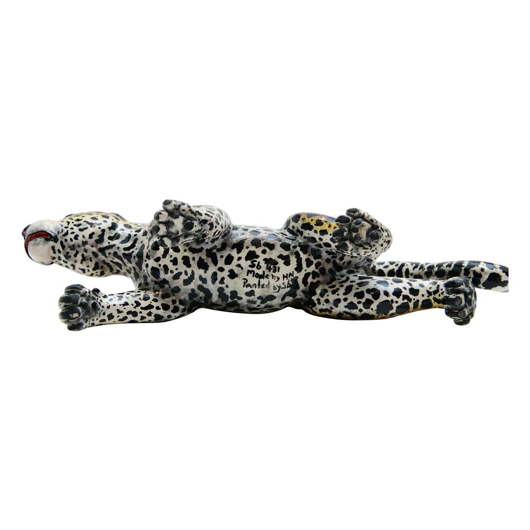 South African Ceramic  Leopard  Sculpture , hand made in South Africa For Sale