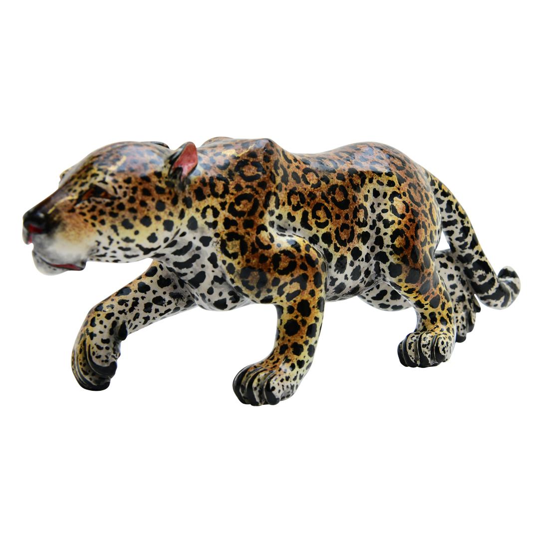 Ceramic  Leopard  Sculpture , hand made in South Africa For Sale 1