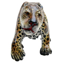 Ceramic  Leopard  Sculpture , hand made in South Africa