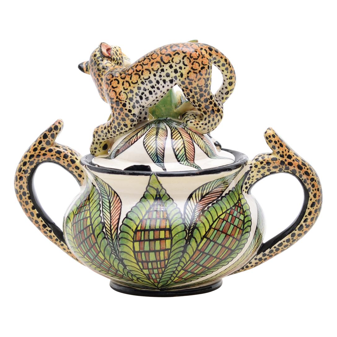 Contemporary Ceramic  Leopard Sugar Dish  , hand made in South Africa