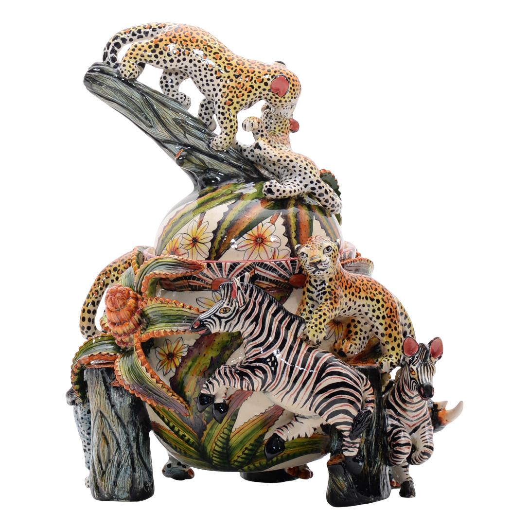 South African Ceramic Leopard Tureen  , hand made in South Africa