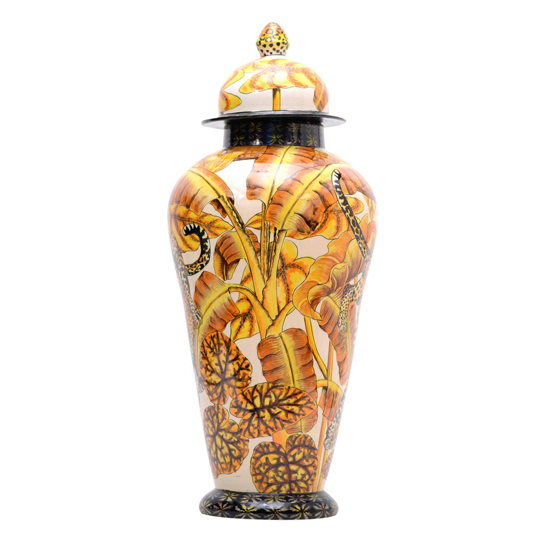 Modern Ceramic Leopard Urn, hand made in South Africa For Sale