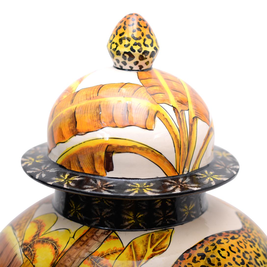 Fired Ceramic Leopard Urn, hand made in South Africa For Sale