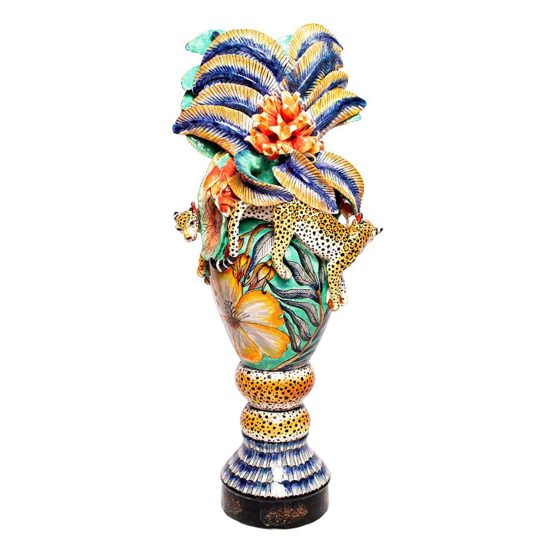 Moderno Vaso Leopardo in ceramica, fatto a mano in Sudafrica in vendita