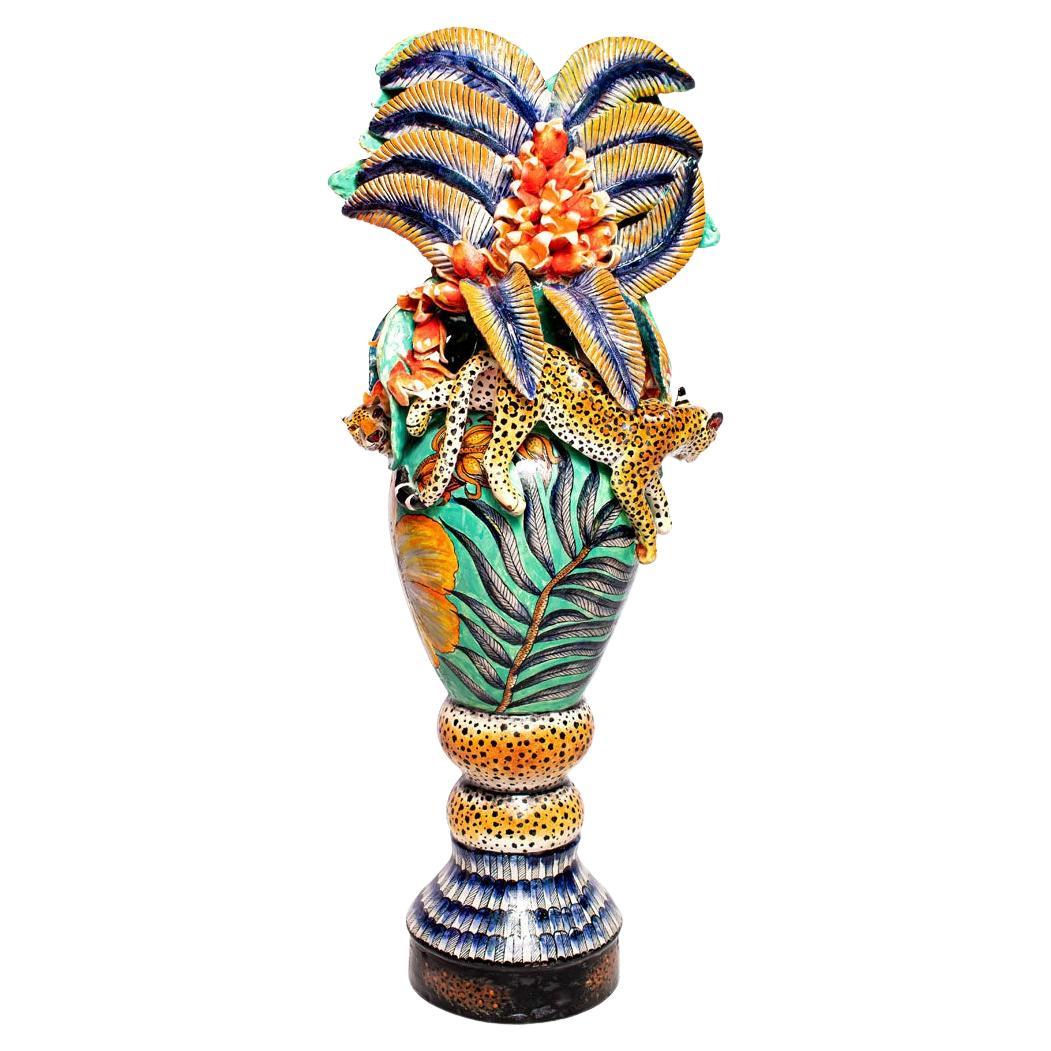 Ceramic Leopard Vase , hand made in South Africa